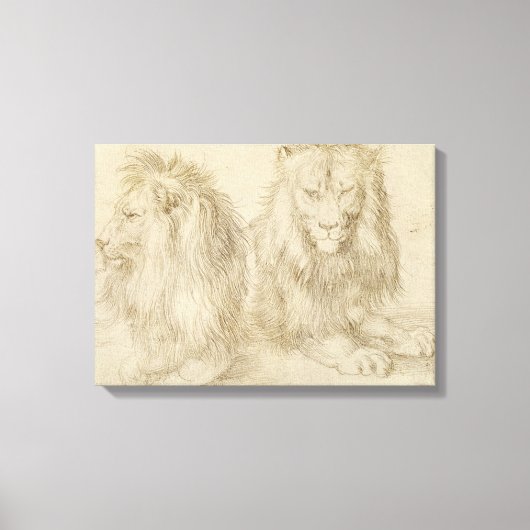 Twee leeuwen (wilde dieren) (Albrecht Durer) Canvas Afdruk (Voorkant)