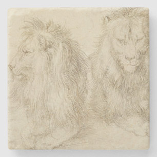 Twee leeuwen (wilde dieren) (Albrecht Durer) Stenen Onderzetter