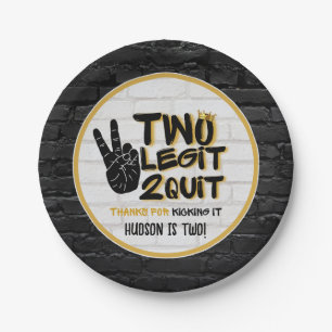 Twee Legit Retro 90's Hip Hop 2e verjaardag Papieren Bordje