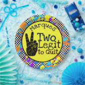 Twee Legit to Quit| Retro 2e Birthday Checkers Papieren Bordje (Feest)
