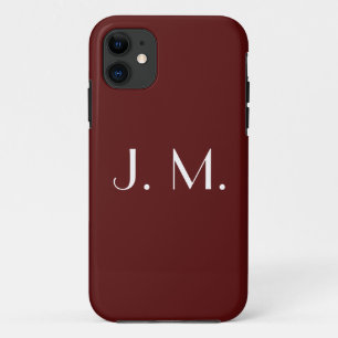Twee Letter Red White Monogram Minimale Typografie iPhone 11 Hoesje