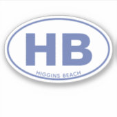 Twee Letter Strand Ovaal Blauw Aangepaste Die Cut  Sticker (Voorkant)