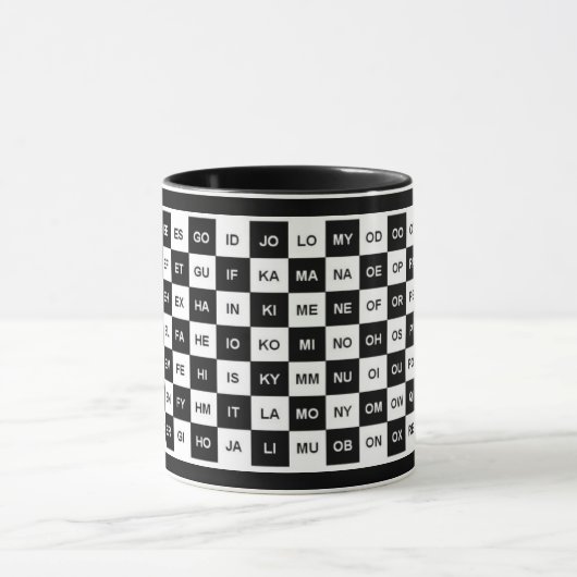 Twee letters: Black White Squares (Intl versie) Mok (Midden)