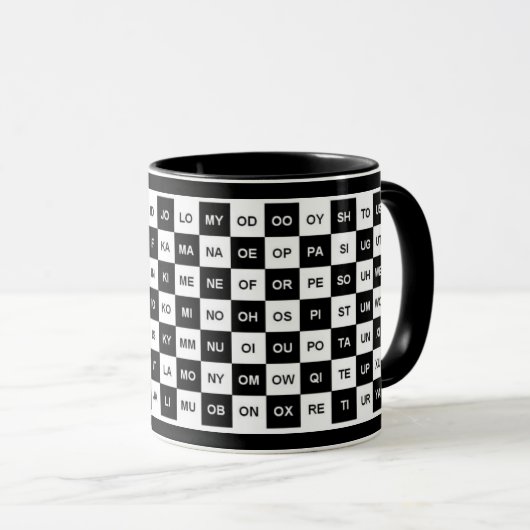 Twee letters: Black White Squares (Intl versie) Mok (Voorkant rechts)