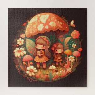Twee leuke kleine meisjes legpuzzel