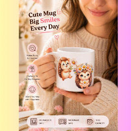 Twee lief romantische bloemige egel-duo-illustrati espresso kop