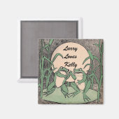 Twee Liefde Groene Grappige Kikkers Magneet (Voorkant / Achterkant)