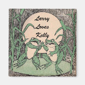 Twee Liefde Groene Grappige Kikkers Magneet (Voorkant)