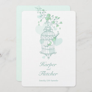 Twee liefdesvogels openen vogeljacht groen kaart