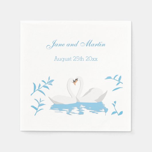 Twee liefdevolle zwanen servet (Voorkant)