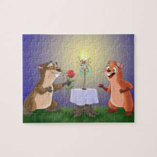 Twee liefhebbers legpuzzel