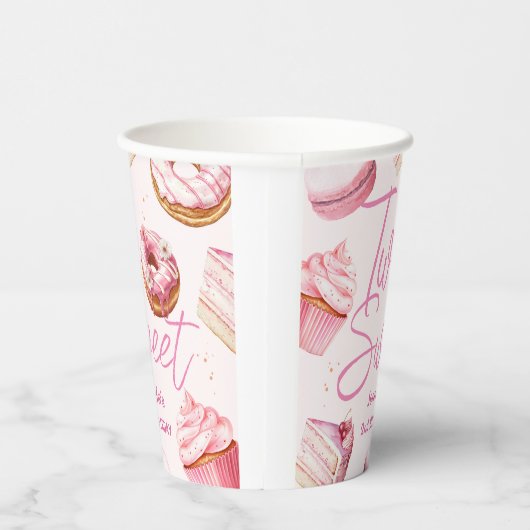 TWEE lieve 2e verjaardag meisjes roze donut papier Papieren Bekers (Rechts)