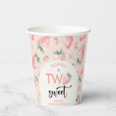 Twee lieve aardbeien kinderen verjaardag papieren bekers (Achterkant)