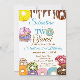 Twee lieve donut tweede verjaardag uitnodiging