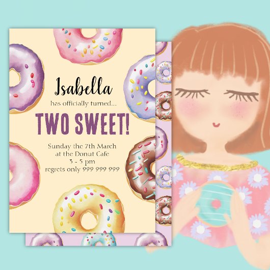 Twee lieve donut Waterverf meisjes Verjaardag Kaart