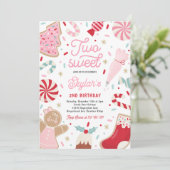 Twee lieve kerstkoekje 2e verjaardagsfeest kaart (Staand voorkant)