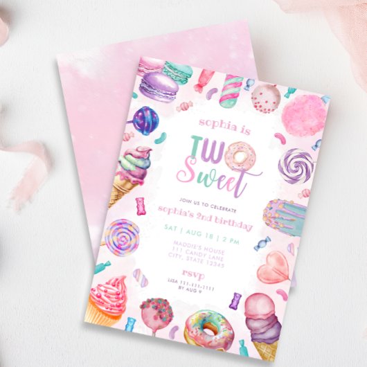 Twee lieve Snoepjes tweede verjaardagsuitnodiging Kaart