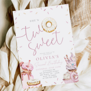 Twee lieve tweede verjaardag uitnodiging voor meis