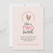 Twee lieve tweede verjaardagsfeestuitnodiging