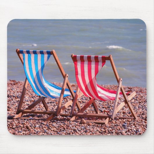 Twee ligstoelen op de strandmat muismat (Voorkant)