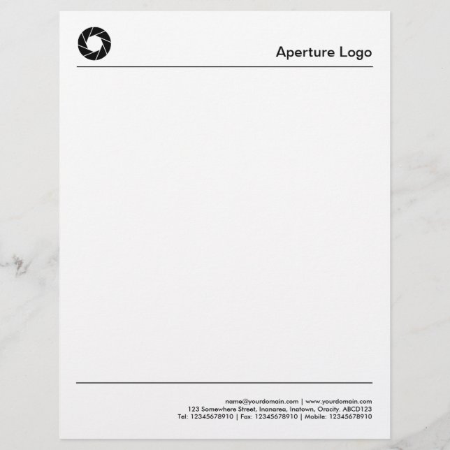 Twee lijnen - Aperture Logo Briefhoofd (Voorkant)