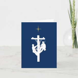 Twee Linemen White Silhouette op Poll Xmas Kaart