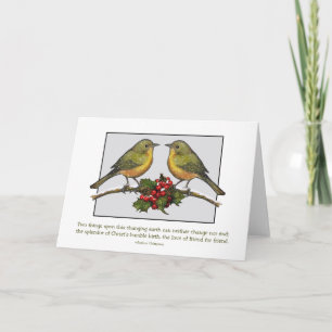 Twee LIttle Birds tegenover: Holly, Friends: Kerst Feestdagen Kaart