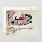 Twee lopende Scotties Briefkaart (Voorkant / Achterkant)