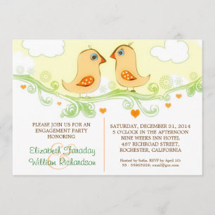 Twee Love Birds verlovingsfeest uitnodigingen