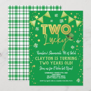 Twee Lucky 2e verjaardag St Patrick's Day Party Kaart