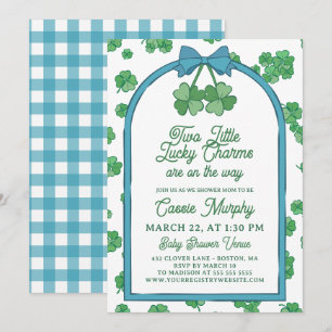 Twee Lucky Charms Klaver Jongens Tweeling Baby Sho Kaart