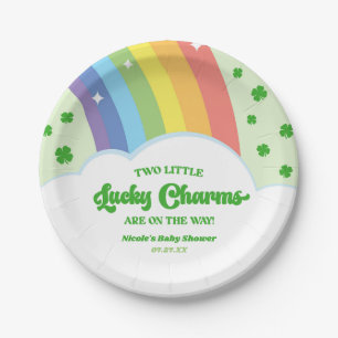Twee Lucky Charms Rainbow Twins Baby shower Papieren Bordje