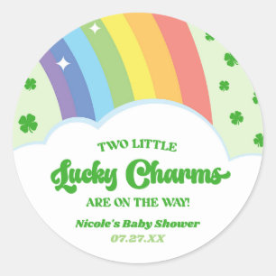 Twee Lucky Charms Rainbow Twins Baby shower Ronde Sticker
