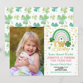 Twee Lucky Girl First Birthday St Patrick's Foto Kaart
