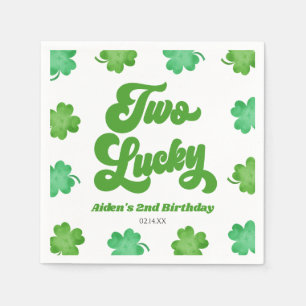 Twee Lucky Green Shamrock Clover 2de Verjaardagsfe Servet