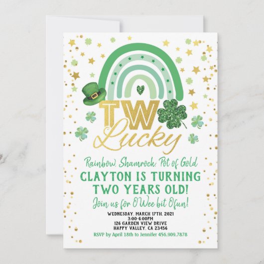 Twee Lucky Kind 2e verjaardag St Patrick's Day Kaart (Voorkant)