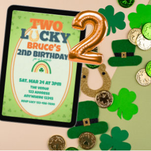 Twee Lucky Orange Shamrock Regenboog 2e Verjaardag Kaart