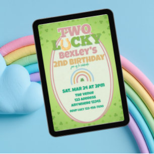 Twee Lucky Roze Klaver Regenboog 2e Verjaardag Kaart
