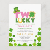 Twee Lucky Shamrocks 2e verjaardag St. Patrick's D Briefkaart (Voorkant)