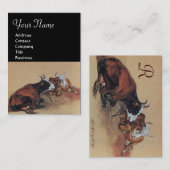 TWEE LYING KOEIEN MONOGRAM, zwart Visitekaartje (Voorkant / Achterkant)