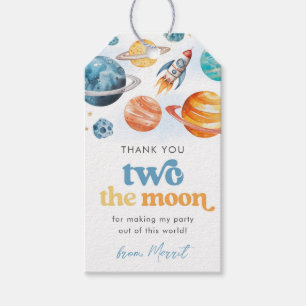 Twee-maan- jongen bedankkaartjes cadeaulabel