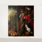 Twee Macaws a Cockato en een Jay met Fruit Wandkleed (Voorkant)