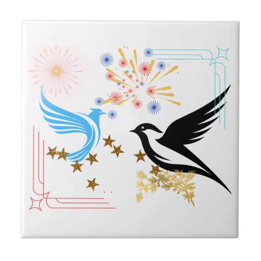 Twee majestueuze vogels tegeltje (Voorkant)