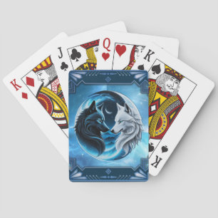 Twee majestueuze wolfskoppen pokerkaarten