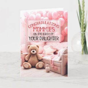 TWEE MAMMIES roze nieuwe baby gefeliciteerd Kaart