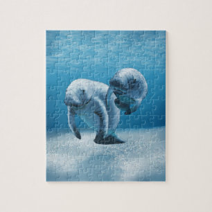 Twee Manatees die zwemmen Legpuzzel