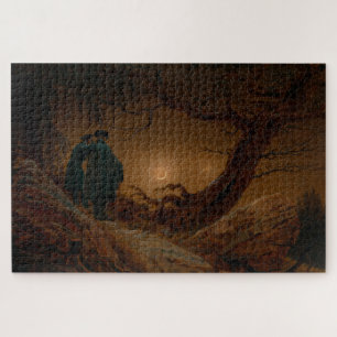 Twee Mannen Contemplating the Moon at Night Legpuzzel