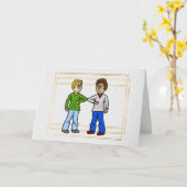 Twee Mannen Elbow Bump Card Kaart (Gele Bloem)