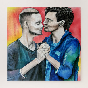 Twee Mannen in Liefde LGBTQ Legpuzzel