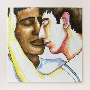 Twee Mannen Omhelzen in Liefde LGBTQ Legpuzzel